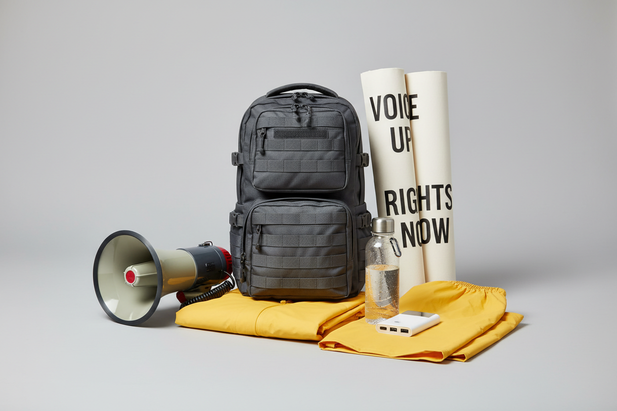 Imagen sobre una tienda de productos de protesta contra el estado 